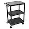 Zoro Select Utility Cart with Lipped Plastic Shelves, 300 lb Load Capacity, 3 Shelves, 24 in L, 18 in W STC222-B - alternate 1