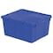 Orbis Attached Lid Container, 20.19 gal Volume Cap., 23 7/8 in L, 19 5/8 in W, 12 5/8 in H, Plastic, Blue FP261 Blue - alternate 1