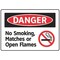 Electromark Danger No Smoking Sign, 7 in Height, 10 in Width, Aluminum, English S169FA - alternate 1