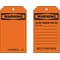 Brady Warning Tag, Warning Tags, Polyester, 7 in H x 4 in W, Black, Orange, Rectangle, 10 PK 86515 - alternate 1
