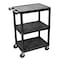 Zoro Select Utility Cart with Lipped Plastic Shelves, Polyethylene, 400 lb Load Capacity, 3 Shelves, 24 in L HE34-B - alternate 3