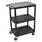 Zoro Select Utility Cart with Lipped Plastic Shelves, Polyethylene, 400 lb Load Capacity, 3 Shelves, 24 in L HE34-B - alternate 1