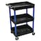 Zoro Select Utility Cart with Deep Lipped Plastic Shelves, 300 lb Load Capacity, 3 Shelves, 24 in L, 18 in W BKSTC111BU - alternate 1