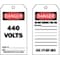 Brady Danger Tag, Electrical Hazard, Cardstock, 5 3/4 in H x 3 in W, Black, Red, White, Rectangle, 100 PK 86650 - alternate 1