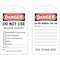 Brady Danger Tag, Lockout Tagout, Polyester, 7 in H x 4 in W, Black, Red, White, Rectangle, 10 PK 86475 - alternate 1