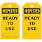 Brady Tag, Inspection, Polyester, 5 3/4 in H x 3 in W, Black on Yellow, Rectangle, 10 PK 86551 - alternate 1