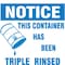 Brady DOT Handling Label, This Container Has Been Triple Rinsed, Paper, 6" W, 6" H 60364 - alternate 1