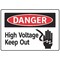 Electromark Danger Sign, 7 in Height, 10 in Width, Aluminum, English S160FA - alternate 1