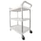 Rubbermaid Commercial Dual-Handle Utility Cart with Lipped Plastic Shelves, Plastic, 200 lb Load Capacity, 3 Shelves FG342488OWHT - alternate 4