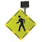 Tapco LED Traffic Sign, Pedestrian Crossing Pictogram, Black/Fluorescent Yellow Green, 36" W, 36" H 2180-00232 - alternate 1