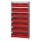 Quantum Storage Systems Steel Bin Shelving, 12 in D x 75 in H x 36 in W, 8 Shelves, Red QSBU-250RD - alternate 1
