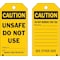 Brady Caution, Unsafe Do Not Use, 5 3/4 in x 3 in, , , 86430, PK10 86430 - alternate 1