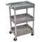 Zoro Select Utility Cart with Deep Lipped Plastic Shelves, 300 lb Load Capacity, 3 Shelves, 24 in L, 18 in W STC111-G - alternate 2