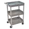 Zoro Select Utility Cart with Deep Lipped Plastic Shelves, 300 lb Load Capacity, 3 Shelves, 24 in L, 18 in W STC111-G - alternate 1