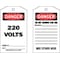 Brady Danger Tag, Electrical Hazard, Cardstock, 7 in H x 4 in W, Black, Red, White, Rectangle, 100 PK 86704 - alternate 1