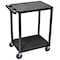 Zoro Select Utility Cart with Lipped Plastic Shelves, Polyethylene, 300 lb Load Capacity, 2 Shelves, 24 in L HE32-B - alternate 2
