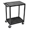 Zoro Select Utility Cart with Lipped Plastic Shelves, Polyethylene, 300 lb Load Capacity, 2 Shelves, 24 in L HE32-B - alternate 1