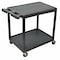 Zoro Select Utility Cart with Lipped Plastic Shelves, 300 lb Load Capacity, 2 Shelves, 24 in L, 18 in W STC22-B - alternate 2