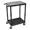 Zoro Select Utility Cart with Lipped Plastic Shelves, 300 lb Load Capacity, 2 Shelves, 24 in L, 18 in W STC22-B - alternate 1