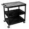 Zoro Select Utility Cart with Lipped Plastic Shelves, Polyethylene, 300 lb Load Capacity, 3 Shelves, 24 in L HE33-B - alternate 2