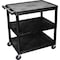 Zoro Select Utility Cart with Lipped Plastic Shelves, Polyethylene, 300 lb Load Capacity, 3 Shelves, 24 in L HE33-B - alternate 1