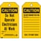 Brady Caution Tag, Polyester, 5 3/4 in H x 3 in W, Black on Yellow, Rectangle, 10 PK 86547 - alternate 1