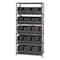Quantum Storage Systems Steel Bin Shelving, 18 in D x 75 in H x 36 in W, 6 Shelves, Black QSBU-260BK - alternate 1