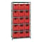 Quantum Storage Systems Steel Bin Shelving, 18 in D x 75 in H x 36 in W, 6 Shelves, Red QSBU-600RD - alternate 1