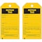 Brady Tag, Safety, Polyester, 5 3/4 in H x 3 in W, Black on Yellow, Rectangle, 10 PK 86434 - alternate 1