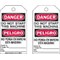 Brady Danger Bilingual Tag, Cleaning and Maintenance, Polyester, 7 in H x 4 in W, Black, Red, White 86467 - alternate 1