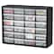 Akro-Mils Drawer Bin Cabinet W/ 24 Drawers, Polystyrene, 20 in W x 15-3/4 in H x 6-1/2 in D, Black/Clear 10124 - alternate 5