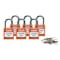 Brady Lockout Padlock, Keyed Different, Nylon, Orange, 1 in Shackle Height, 1 3/16 in Body Width, 6 PK 118928 - alternate 2