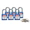 Brady Lockout Padlock, Keyed Different, Nylon, Blue, 1 in Shackle Height, 1 3/16 in Body Width, 6 PK 118929 - alternate 2