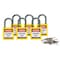Brady Lockout Padlock, Keyed Different, Nylon, Yellow, 1 in Shackle Height, 1 3/16 in Body Width, 6 PK 118930 - alternate 2