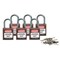 Brady Lockout Padlock, Keyed Alike, Nylon, Brown, 1 in Shackle Height, 1 3/16 in Body Width, 6 PK CPPL-BRN-25AL-KA6 - alternate 2