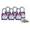 Brady Lockout Padlock, Keyed Alike, Nylon, Purple, 1 in Shackle Height, 1 3/16 in Body Width, 6 PK CPPL-PRP-25AL-KA6 - alternate 2