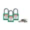 Brady Lockout Padlock, Keyed Alike, Nylon, Green, 1 in Shackle Height, 1 3/16 in Body Width, 3 PK 118955 - alternate 2