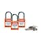 Brady Lockout Padlock, Keyed Alike, Nylon, Orange, 1 in Shackle Height, 1 3/16 in Body Width, 3 PK 118957 - alternate 2