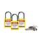 Brady Lockout Padlock, Keyed Alike, Nylon, Yellow, 1 in Shackle Height, 1 3/16 in Body Width, 3 PK 118961 - alternate 2