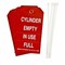 Brady Cylinder Status Tag, Lockout Tagout, Polyester, 5 3/4 in H x 3 in W, 3/8 in Dia., Red, White, 10 PK 17928 - alternate 2