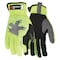 Mcr Safety 953 Mechanics Gloves, Synthetic Leather Palm, Spandex Back, S, Black/Gray/High-Visibility Lime 953S - alternate 1