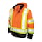 Tough Duck Men's Hi-Vis 3-in-1 Safety Bomber Jacket, 300D Poly Oxford with PU Coating, Fluorescent Orange, 2XL S41321 - alternate 1