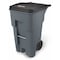 Rubbermaid Commercial BRUTE 65 gal Rectangular Rolling Plastic Can, Gray, None, Plastic, 25 3/8 in FG9W2100GRAY - alternate 1