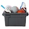 Rubbermaid Commercial Stack & Nest Storage Tote W/ Lid, 14 gal, 27-7/8 in L x 16-1/2 in W x 10-3/4 in H, Gray, Plastic FG9S3000GRAY - alternate 4