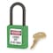 Master Lock Lockout Padlock, Keyed Different, Thermoplastic, Green, 1 1/2 in Shackle Height 406GRN - alternate 1