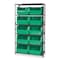 Quantum Storage Systems Steel Bin Shelving, 42 in W x 75 in H x 18 in D, 6 Shelves, Gray/Green MSU-543GN - alternate 1