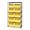 Quantum Storage Systems Steel Bin Shelving, 42 in W x 75 in H x 18 in D, 6 Shelves, Gray/Yellow MSU-543YL - alternate 1