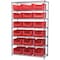 Akro-Mils Steel Bin Shelving, 18 in D x 74 in H x 48 in W, 7 Shelves, Red AWS184830281R - alternate 1