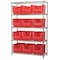 Akro-Mils Steel Bin Shelving, 18 in D x 74 in H x 48 in W, 5 Shelves, Red AWS184830282R - alternate 1
