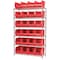 Akro-Mils Steel Wire Bin Shelving, 48 in W x 74 in H x 18 in D, 6 Shelves, Silver/Red AWS184830260R - alternate 1